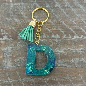 Hand Crafted D Initial Keyring With Tassel